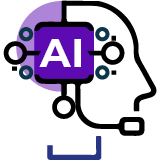 Grafik eines Kopfes mit AI Symbol