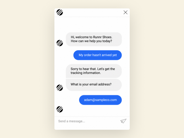 Virtueller Assistent intelligente Selfservice-Funktionen Bild mit einem Chat verlauf