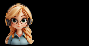 Comic Figur mit Brille und Headset